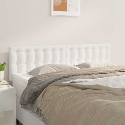 vidaXL Čelá postelí biele 144x5x78/88 cm umelá koža