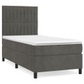 vidaXL Posteľný rám boxspring s matracom tmavosivý 90x200 cm zamat
