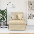 vidaXL Pufa s sukňou 3 ks Krémová látka 91 x 157 x 91 cm
