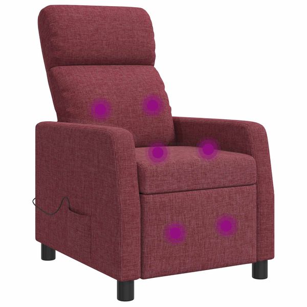 vidaXL Masážne relaxačné kreslo Víno červené Látka