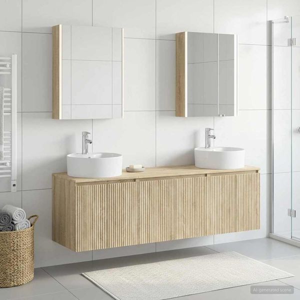 vidaXL Set kabinetov do kúpeľne 5 pcs Dub sonoma Kompozitné drevo