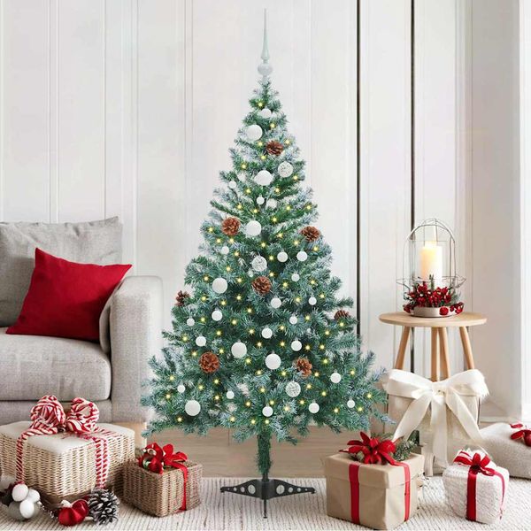 vidaXL Umelý vianočný stromček s 150 LED-i Zelená 150 cm PVC a oceľ
