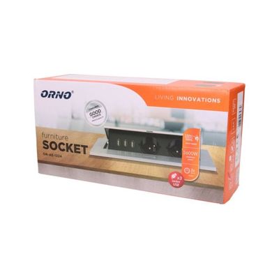 Výklopný blok ORNO OR-AE-1324/B, 2x2P+Z, 3xUSB, čierna