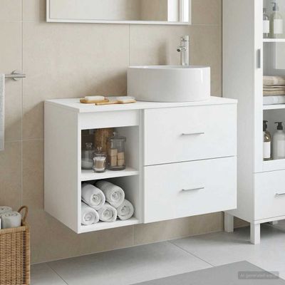 vidaXL Sada kúpeľňového nábytku 2 pcs Biela Kompozitné drevo