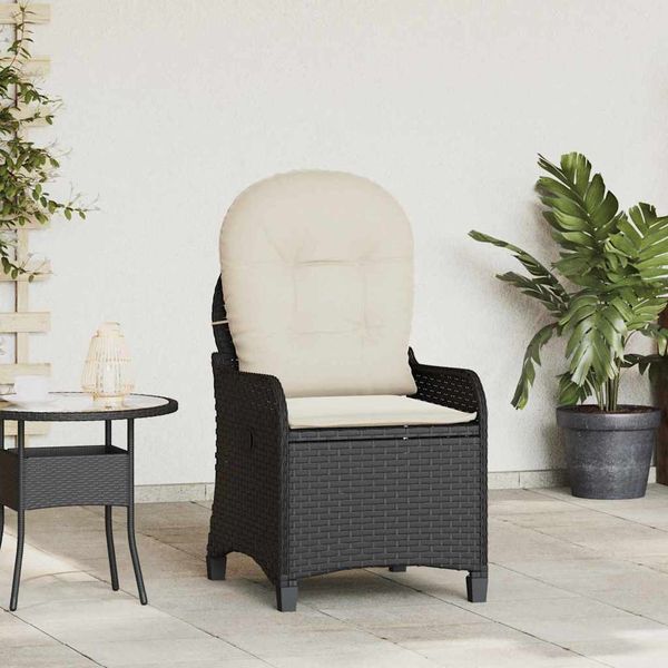 vidaXL Polohovacie kreslo s vankúšom Čierna 56 x 66 x 95 cm polyratan