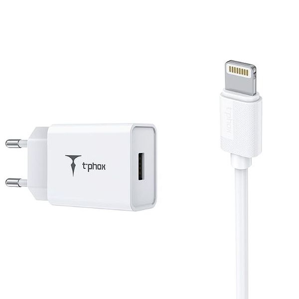 Wall charger t-phox mini-eu lightning white 1.2m 2.4a