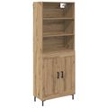 vidaXL Highboard Remeselný dub 69,5 x 34 x 180 cm Kompozitné drevo