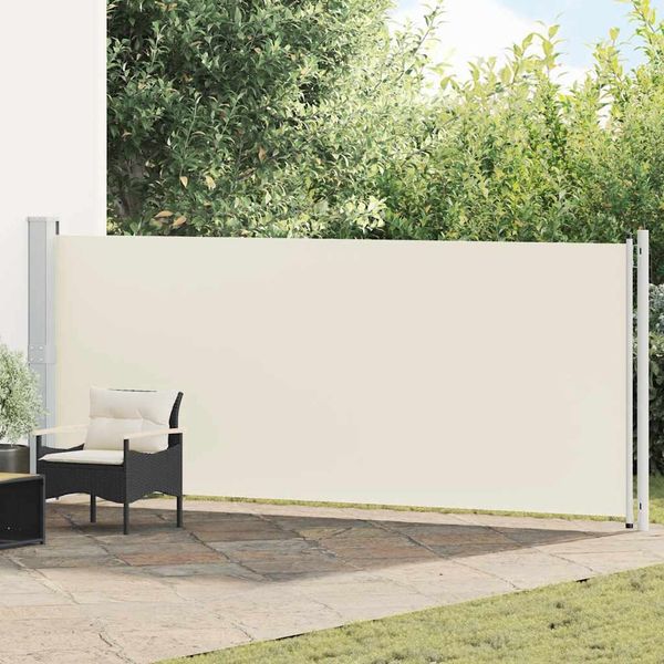 vidaXL Zaťahovacia bočná markíza na terasu 600x160 cm, krémová