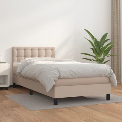 vidaXL Boxspring posteľ s matracom kapučínová 100x200 cm umelá koža