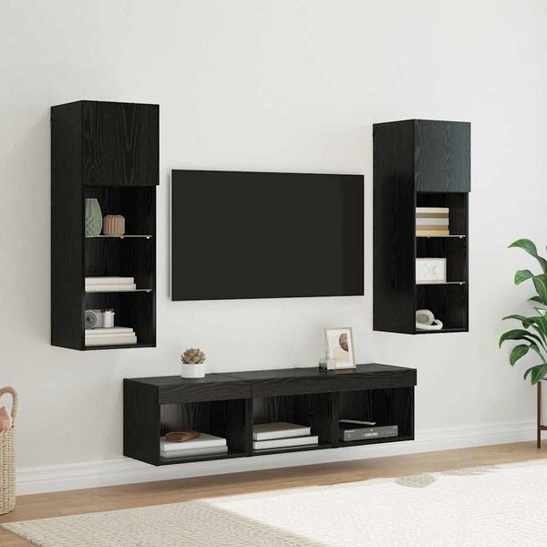 vidaXL TV nástenne jednotky Nástenný 5 pcs Čierny dub Kompozitné drevo