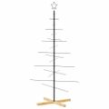 vidaXL Kovový vianočný stromček s drevenou základňou čierny 150 cm