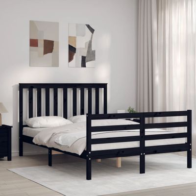 vidaXL Posteľný rám s čelom čierny 140x200 cm masívne drevo