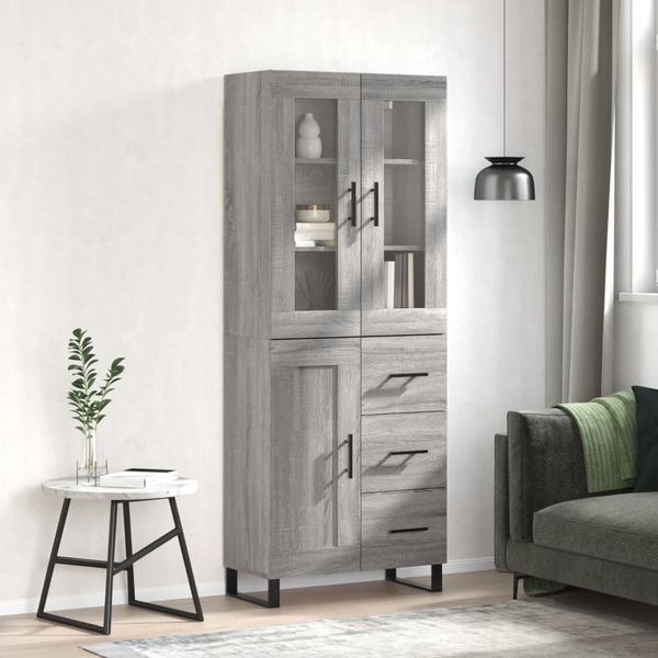 vidaXL Vysoká skrinka sivý dub sonoma 69,5x34x180 cm spracované drevo