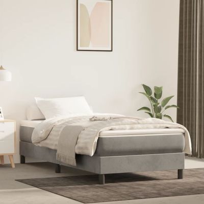 vidaXL Matrac s taštičkovými pružinami stredná tvrdosť bledosivý 100x200x20 cm zamat
