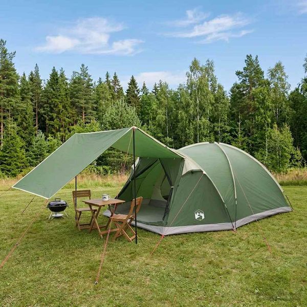vidaXL Stan chata so strechou Zelená Pre 6 osôb Polyester a oceľ