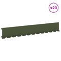 vidaXL Obrubník trávnika 20 ks 102 x 15 x 4 cm Oceľ Olivovo zelená