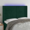 vidaXL Čelo postele s LED tmavozelené 147x16x118/128 cm zamat