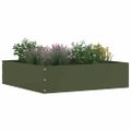 vidaXL Obrubník trávnika 50 x 50 x 13 cm Oceľ Olivovo zelená