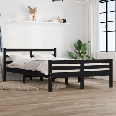 vidaXL Posteľný rám čierny drevený masív 120x190 cm malé dvojlôžko