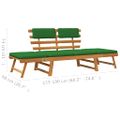 vidaXL Záhradná lavička s podložkami 2-v-1 190 cm, akáciový masív