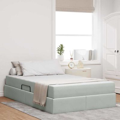 vidaXL Postel s úložným prostorem a matrací Svetlosivá 120 x 200 cm