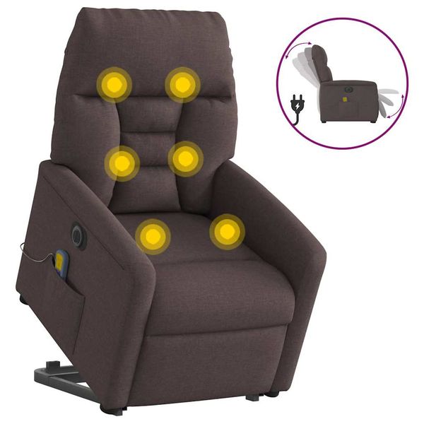 vidaXL Zdvíhacie sklápacie elektrické masážne kreslo tmavohnedé látka