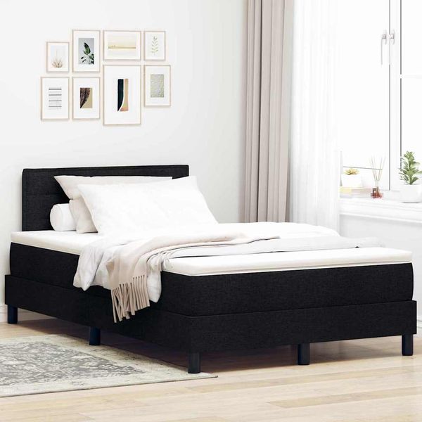 vidaXL Posteľ s pružinovým rámom s matracmi Čierna 120 x 200 cm látka