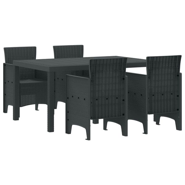 vidaXL Záhradný jedálenský set 5 pcs Antracit Polt ratan