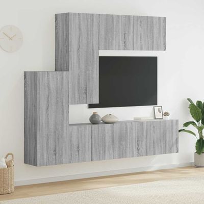 vidaXL 5-dielne TV nástenné skrinky sivé sonoma kompozitné drevo