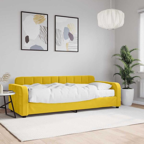 vidaXL Denná posteľ s matracom žltá 80x200 cm zamat