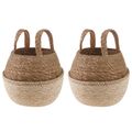 vidaXL Kvetináč s uchami 2 ks Biela Ø 22 x 20 cm 100% Morská tráva