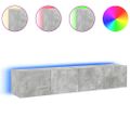 vidaXL TV nástenné skrinky s LED svetlami 2 ks betón. sivé 80x35x31 cm
