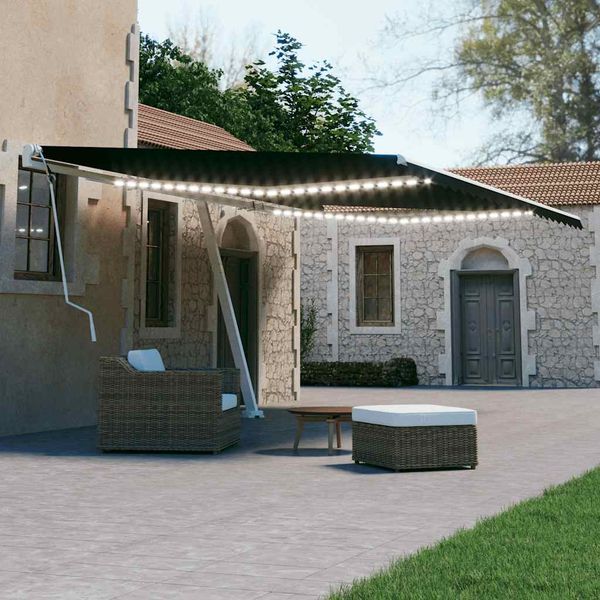 vidaXL Ručne zaťahovacia markíza s LED 500x300 cm antracitová