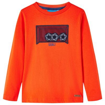 Detské tričko s dlhým rukávom žiarivo oranžové 92