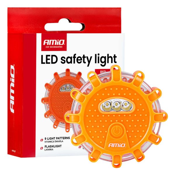 Núdzové svietidlo LED 12SMD+3SMD 650mAh (BATT) červená AMiO-04673