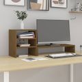 vidaXL Stojan na monitor medovo-hnedý 81x20x30 cm masívna borovica
