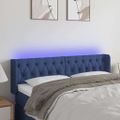 vidaXL Čelo postele s LED modré 147x16x78/88 cm látka