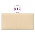 vidaXL Nástenné panely 12 ks krémové 30x15 cm látkové 0,54 m²
