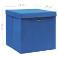 vidaXL Úložné boxy s vekom 10 ks, 28x28x28 cm, modré