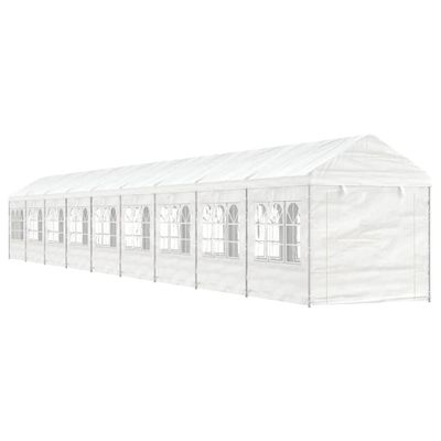 vidaXL Altánok so strechou, biely 20,07x2,28x2,69 m, polyetylén