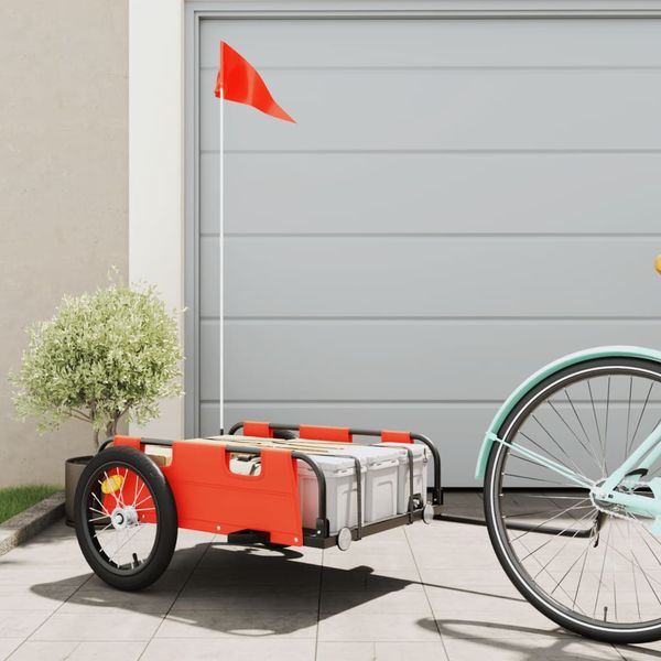vidaXL Príves na bicykel, oranžový, oxfordská látka, železo