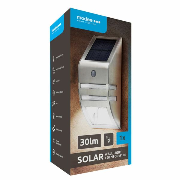 Modee Lighting solárna nástenná LED lampa 124 do exteriéru so senzorom (ML-WS124)