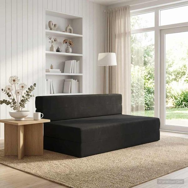 vidaXL Skladacia pohovka na spaní Čierna 152 x 86,5 x 60 cm Látka