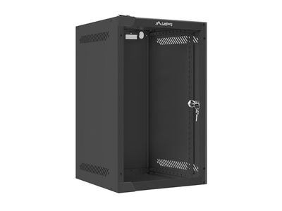 Lanberg racková skriňa 10'' pro montáž na stenu 9u/280x310 (flat pack) s prosklenými dverami čierna