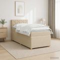 vidaXL Posteľ boxspring s matracom Krémová 80 x 200 cm Látka