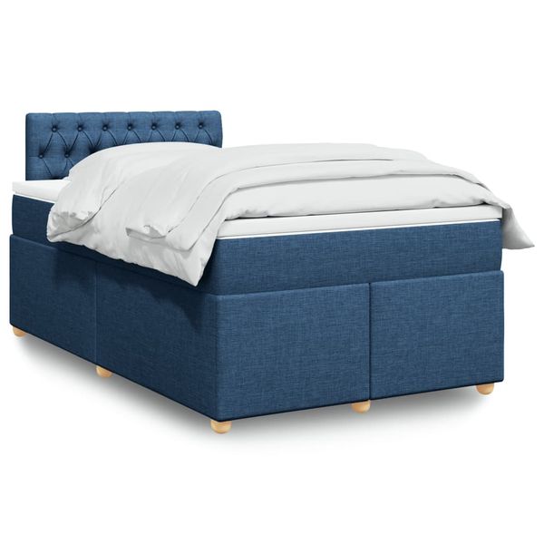 vidaXL Boxspring posteľ s matracom modrá 120x190 cm látka