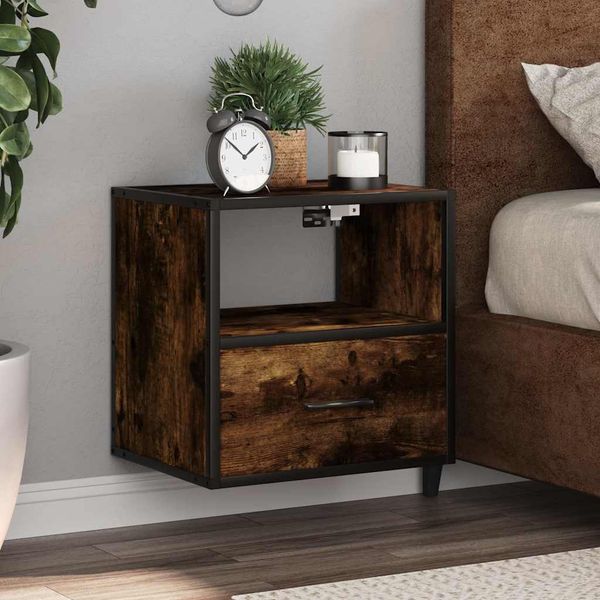 vidaXL Nástenný nočný stolík dymový dub 40x31x39,5 cm