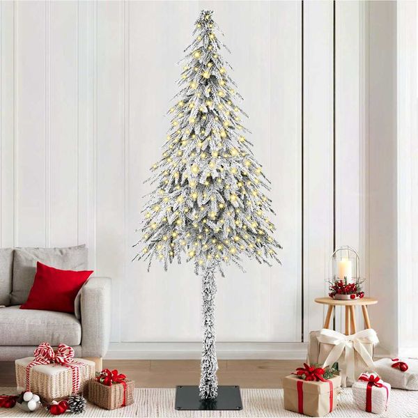 vidaXL Vianočný stromček s 300 LED-i Biela 210 cm PE a oceľ