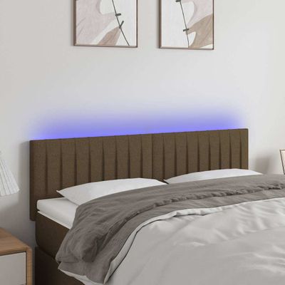 vidaXL Čelo postele s LED tmavohendé 144x5x78/88 cm látka
