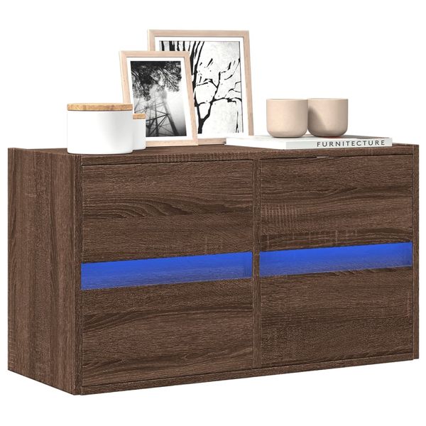 vidaXL TV nástenná skrinka s LED svetlami hnedý dub 80x31x45 cm